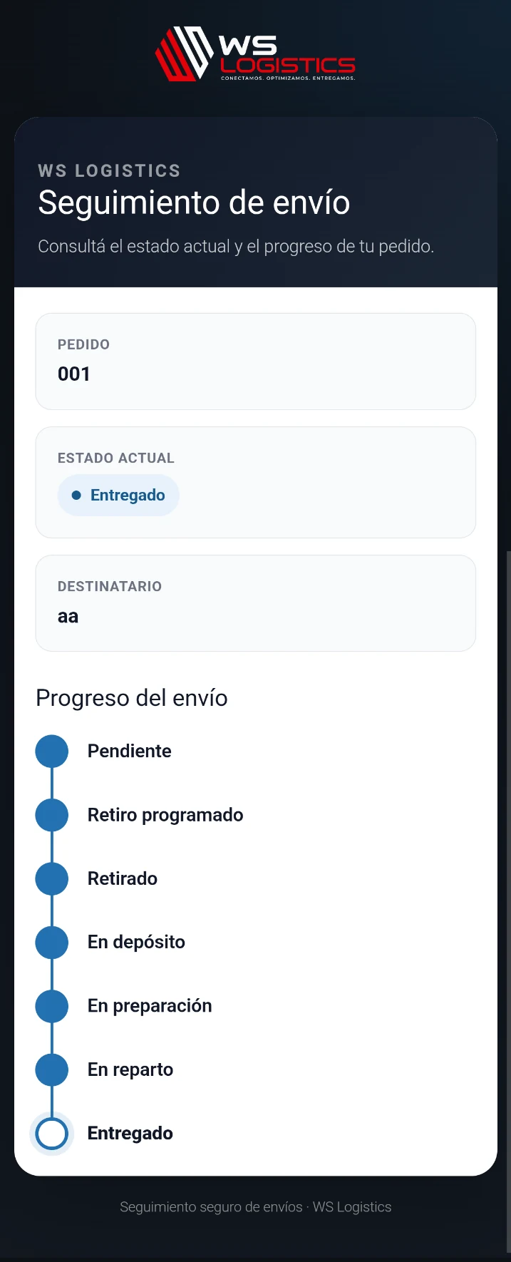 Seguimiento de un pedido desde un celular